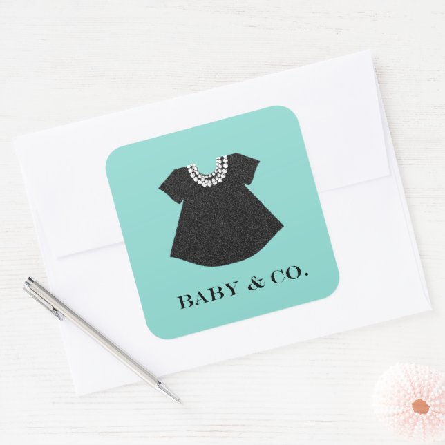 BABY Little Black Dress Baby Sprinkle Shower Party Square Sticker (Envelope)