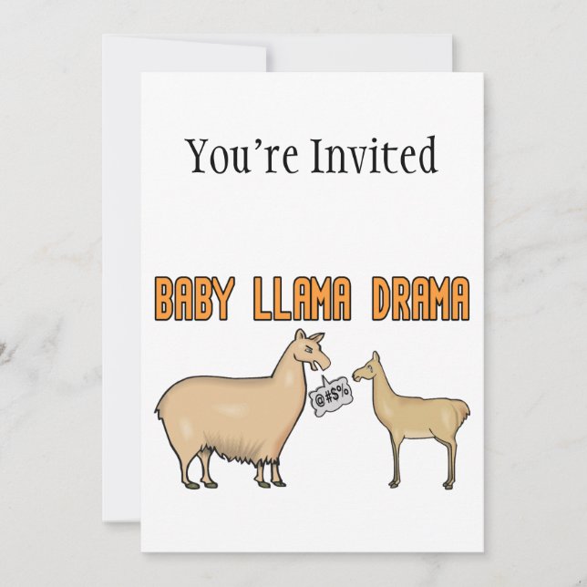 Baby Llama Drama Invitation (Front)