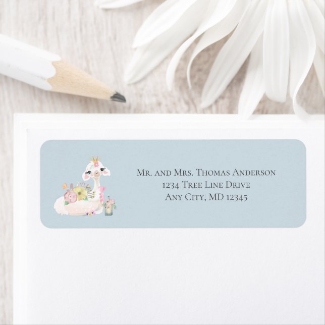 Baby Llama with Flowers White and Blue Baby Boy  (Insitu)