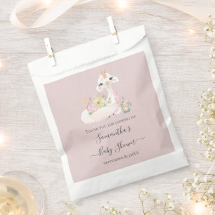 Baby Llama with White and Pink Flowers Adorable Favour Bags