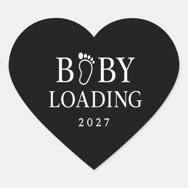 Baby Loading 2027 Funny Pregnancy Reveal Heart Sticker (Front)