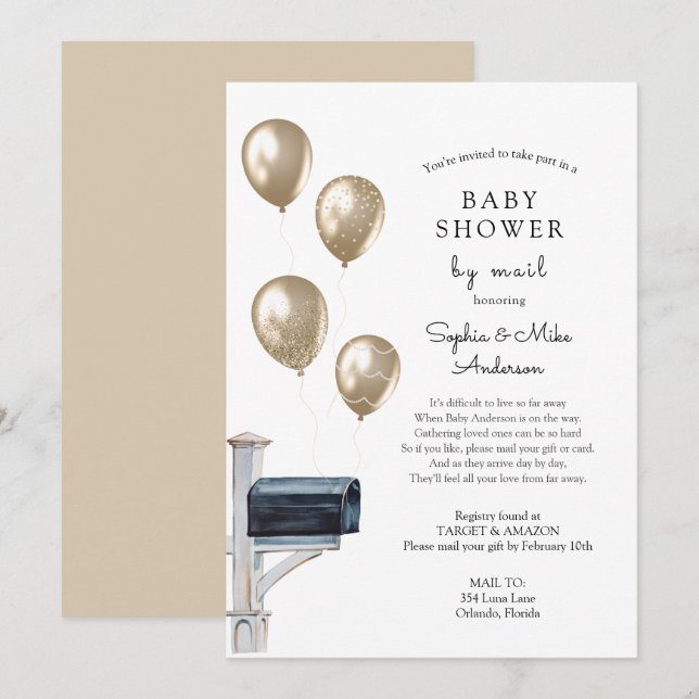 Baby Long Distance Shower by Mail Invitation (Front/Back)