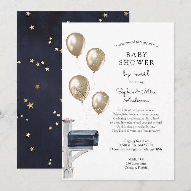 Baby Long Distance Shower by Mail Invitation (Front/Back)
