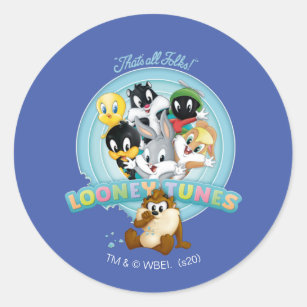 Baby Looney Tunes Logo   That's All Folks Classic Round Sticker