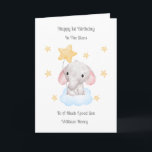 Baby Loss Boy Cloud Elephant 1st Birthday Card<br><div class="desc">This 1st birthday in the stars baby loss card is suitable for a precious son or grandson. The design includes yellow stars and a watercolour elephant sitting on a blue cloud and holding a star balloon. The inside of the card has been left blank so you can add your own...</div>