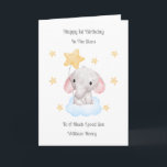Baby Loss Boy Cloud Elephant 1st Birthday Card<br><div class="desc">This 1st birthday in the stars baby loss card is suitable for a precious son or grandson. The design includes yellow stars and a watercolour elephant sitting on a blue cloud and holding a star balloon. The inside of the card has been left blank so you can add your own...</div>