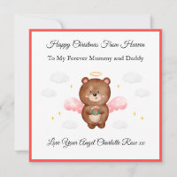 Baby Loss Girl Mom Dad Angel Bear Christmas Card