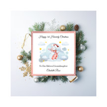 Baby Loss Girl Pink Snowman Christmas Card 
