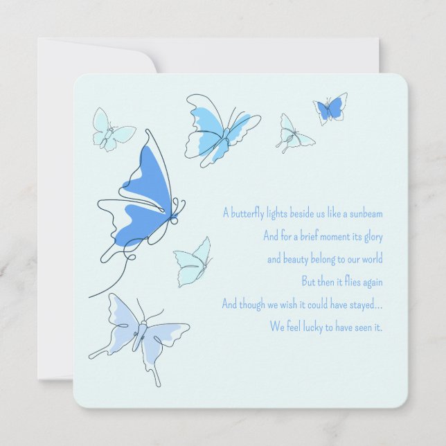 Baby Loss Infant Boy Blue Butterflies Son Sympathy Card (Front)