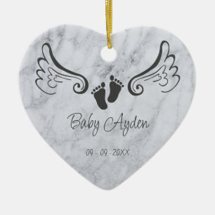 Baby loss memorial with baby name and date ceramic tree decoration