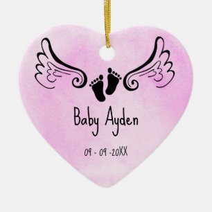 Baby loss memorial with baby name and date ceramic tree decoration