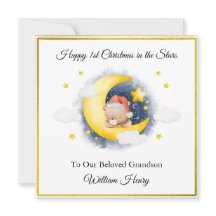 Baby Loss Moon Star Teddy Bear Christmas Card