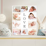 Baby Love 10 Photo Collage Faux Canvas Print<br><div class="desc">A photo collage faux canvas print to celebrate your newborn baby. Personalise with 10 family photos. "LOVE" is written down the middle in elegant text. Perfect gift for new parents,  grandparents and aunts and uncles.</div>