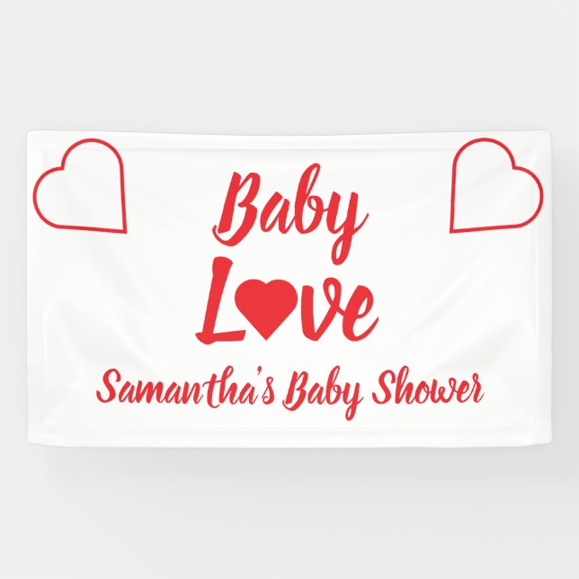 Baby Love Heart Baby Shower Banner (Horizontal)