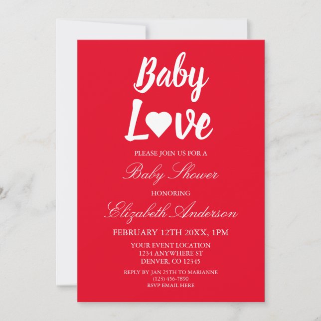 Baby Love Heart Baby Shower Invitation (Front)