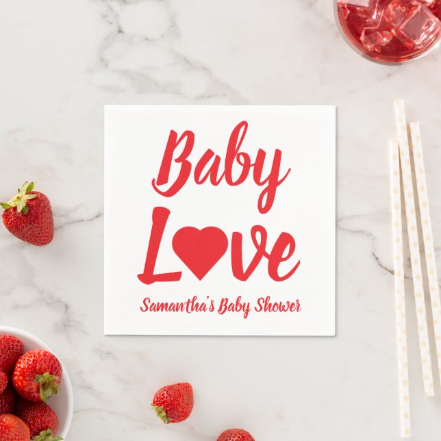 Baby Love Heart Baby Shower Napkin (Insitu)