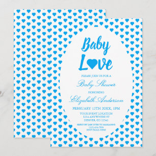 Baby Love Heart Boy Baby Shower Invitation