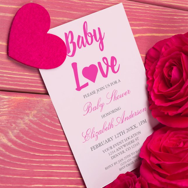 Baby Love Heart Girl Baby Shower Invitation (Creator Uploaded)