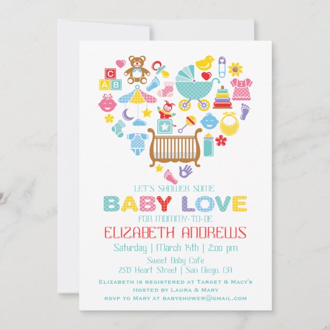 Baby Love Heart Shower Invitation (Front)