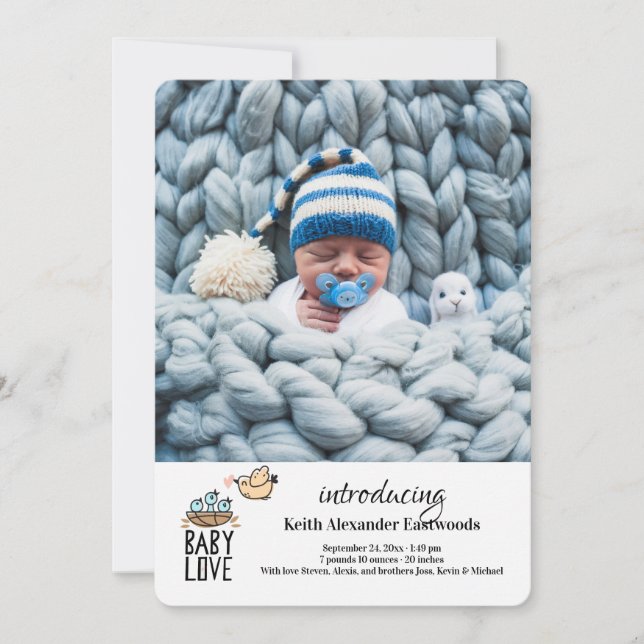 Baby Love Photo Birth Announcement (Front)