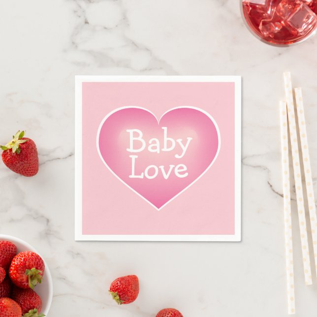 Baby Love Pink Fade and White Heart Napkin (Insitu)