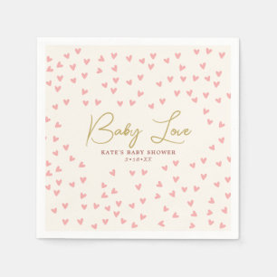Baby Love Pink Hearts Girl Baby Shower Napkin