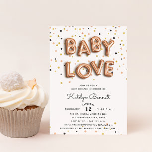 Baby Love Rose Gold Baby Shower Invitation