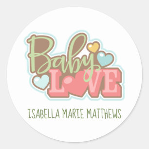 Baby Love Stickers, 3 inch (sheet of 6) Classic Round Sticker
