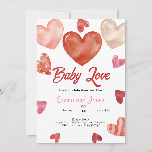 Baby Love Valentines Baby Shower Invitation (Front)