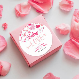 "Baby Love" Valentine's Day Baby Shower Classic Round Sticker