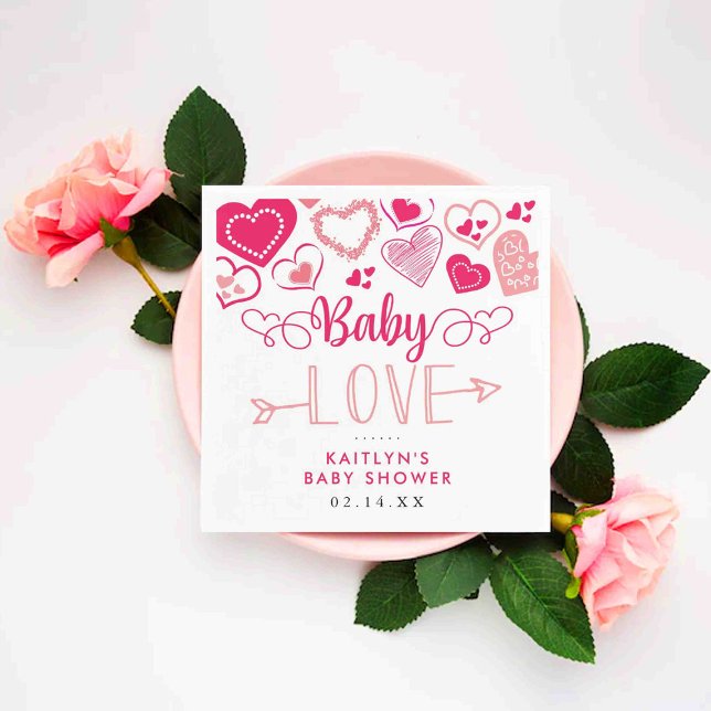 "Baby Love" Valentine's Day Baby Shower Napkin (Creator Uploaded)