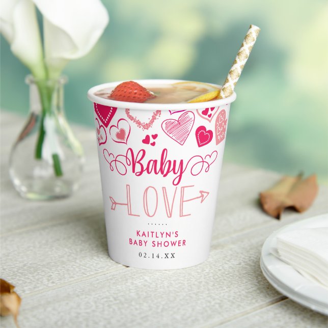 "Baby Love" Valentine's Day Baby Shower Paper Cups (Insitu)