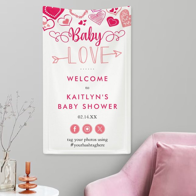 "Baby Love" Valentine's Day Baby Shower Welcome Banner (Creator Uploaded)