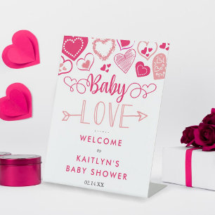 "Baby Love" Valentine's Day Baby Shower Welcome Pedestal Sign