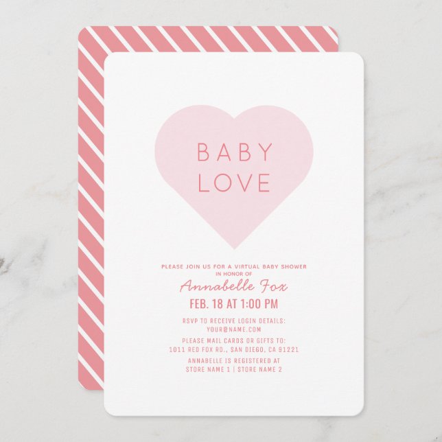 Baby Love | Valentine's Day Virtual Baby Shower Invitation (Front/Back)