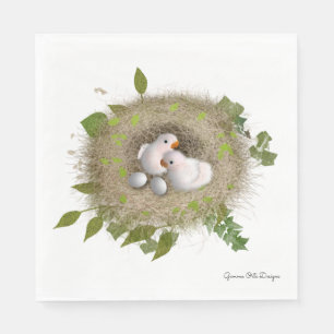 Baby Lovebirds paper napkin by Gemma O Designs
