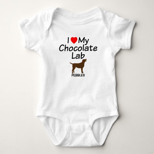 Baby Loves Chocolate Lab Dog Bodysuit (Front)