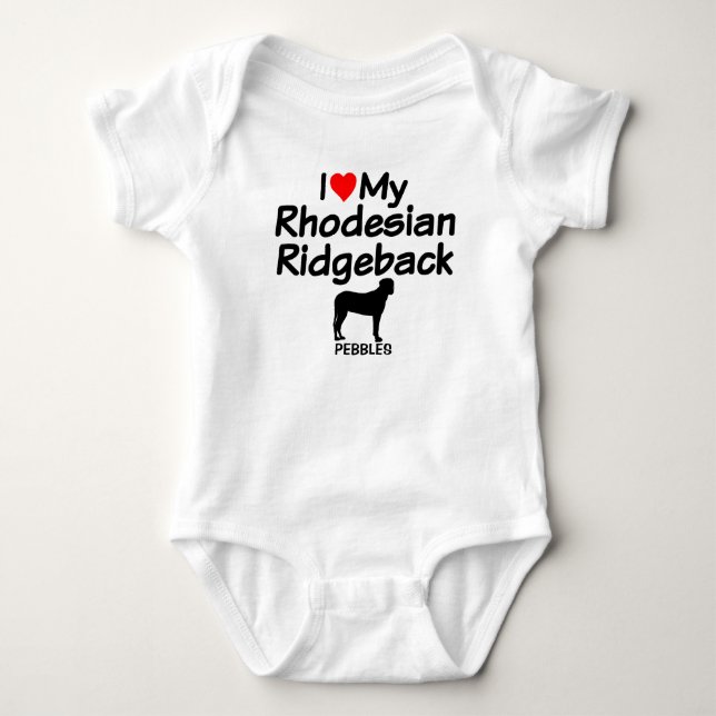 Baby Loves Rhodesian Ridgeback Dog Bodysuit (Front)