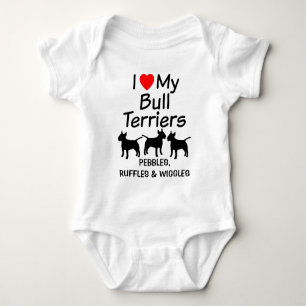 Baby Loves Three Bull Terrier Dogs Bodysuit