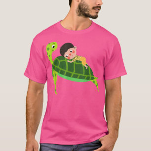 Baby lying on the shell of a lovely green turtle T-Shirt
