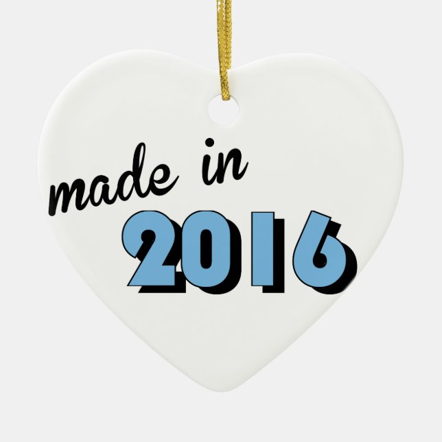 Baby Made In 2016 Blue Ceramic Tree Decoration (Front)