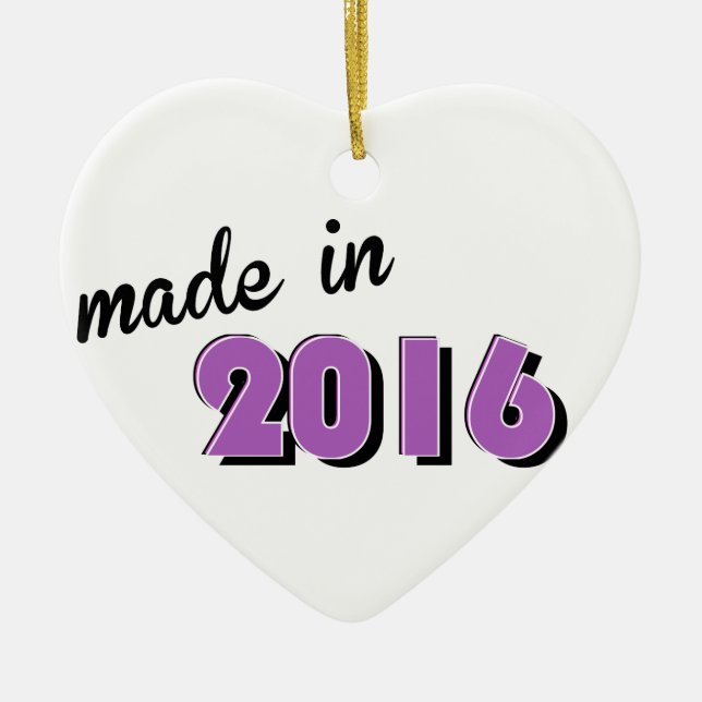 Baby Made In 2016 Purple Ceramic Tree Decoration (Front)