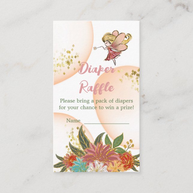 Baby Magical Fairies Woodland Diaper Raffle Game Enclosure Card (Front)