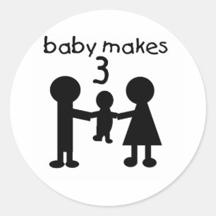 Baby Makes 3 Classic Round Sticker