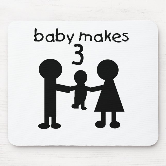 Baby Makes Three Mouse Mat (Front)
