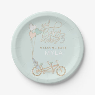 Baby Makes Three tandem bike with baby seat custom Paper Plate