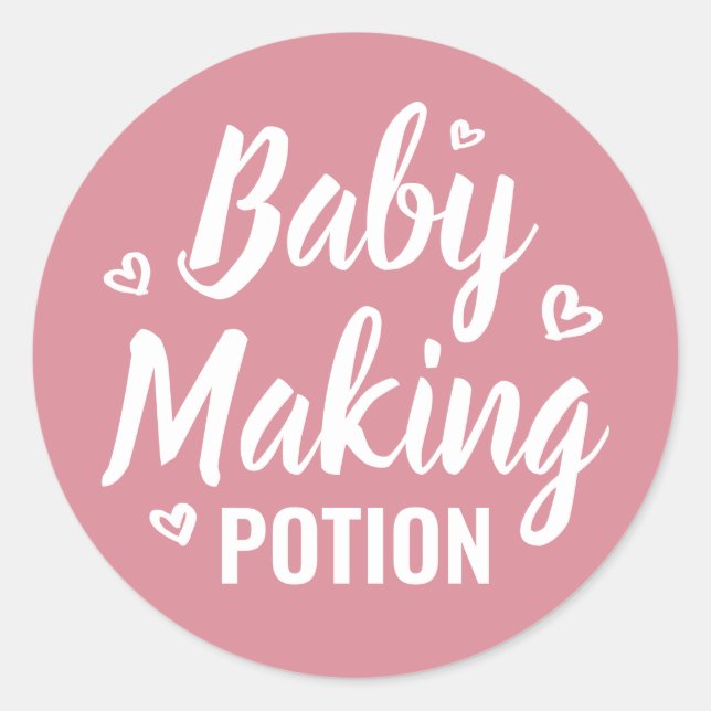 Baby Making Potion Funny Shower Thank You Hearts Classic Round Sticker (Front)