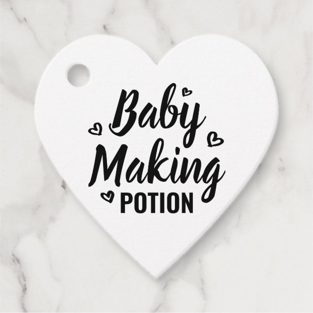 Baby Making Potion Funny Shower Thank You Hearts Favour Tags (Front)