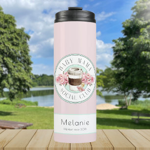 Baby Mama Social Club Pink Aqua  Thermal Tumbler