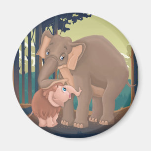 Baby Mammoth with his Adoptive Elephant Mom Magnet